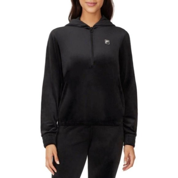 Fila Ladies' Velour Quarter Zip Hooded Pullover Sz Large - Picture 10 of 11